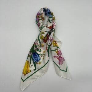 Floral Flower Vivid Colors Polyester Square Scarf 27"x27"